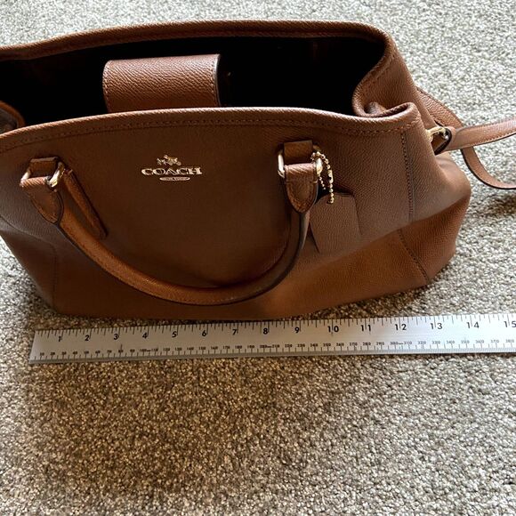 COACH MARGOT CARRYALL CROSSGRAIN LEATHER F57527 SATCHEL CROSSBODY BAG BROWN - Picture 11 of 12